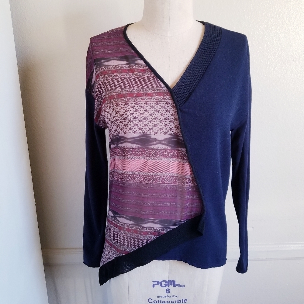 Zara | Two Print Contrast Long sleeve‎ top S